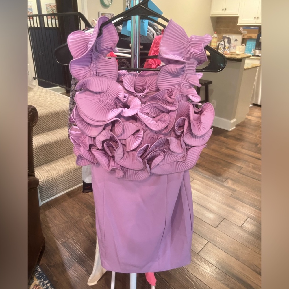 DO+BE Purple Ruffled Tiered Cocktail Dress